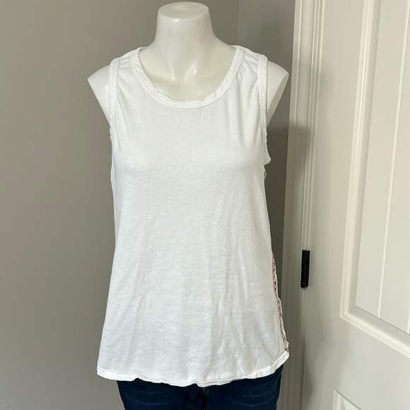 Anthropologie Dolan Lucy Tank Side Embroidered Top Split Back White Sz M - Picture 5 of 13